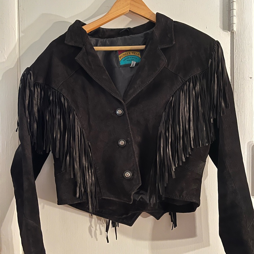 Pioneer Wear black suede jacket with fringe